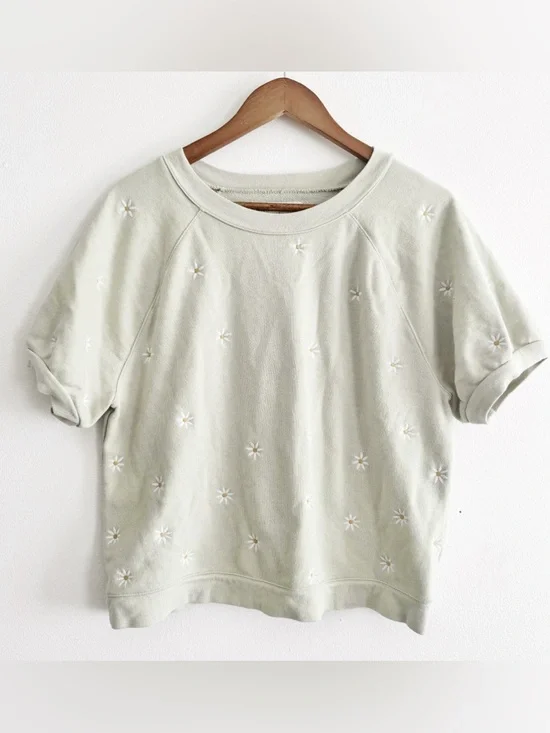 Madewell Light Sage Embroidered floral shirt medium - Picture 1 of 3